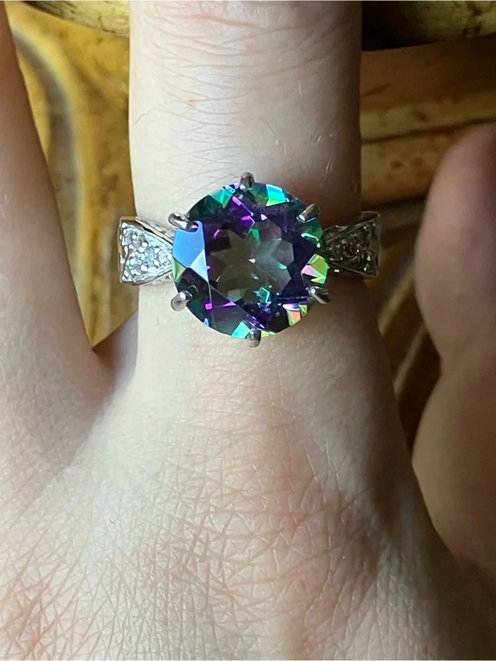 Mystic Quartz White Topaz Ring Size 9